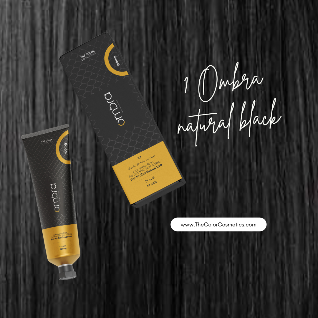 Natural Black Hair Color Swatch – Ombra 1 Permanent Black Shade for Full Gray Coverage