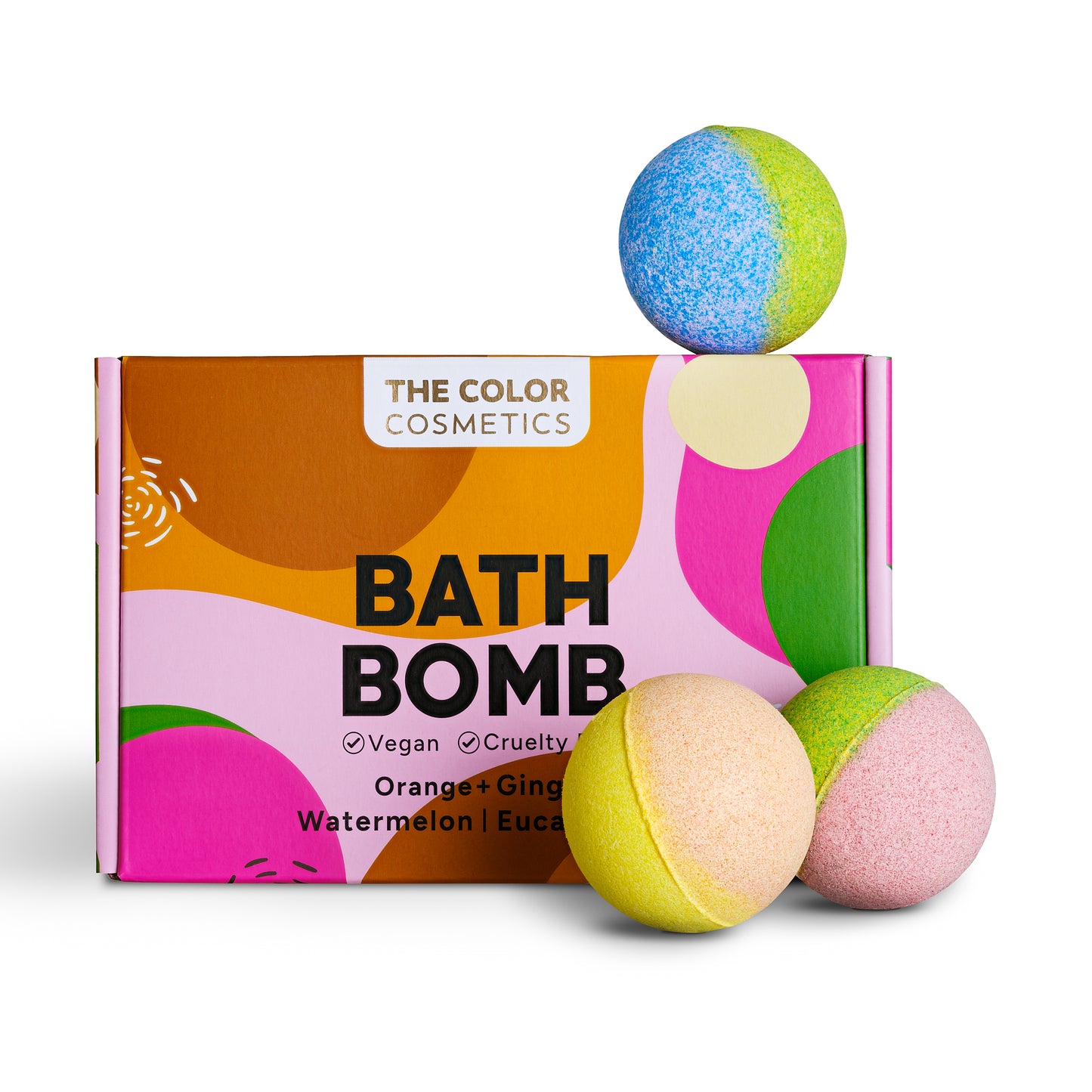 Vegan Bath Bombs – Set of 6 Cruelty-Free, Kid-Safe Fizzy Bath Balls | Natural Essential Oils | Gift Set for Women & Children