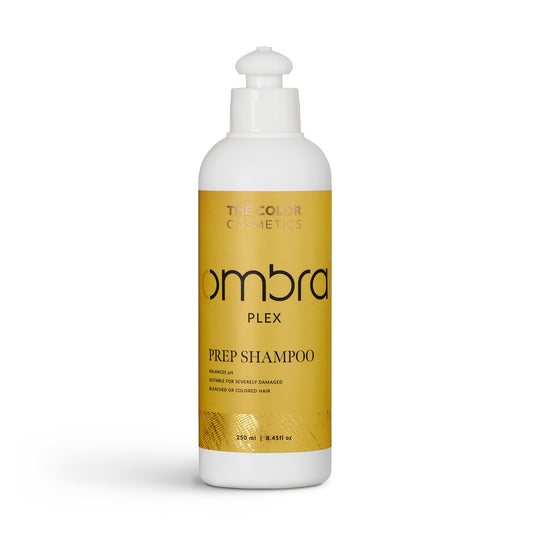 Ombra Plex Prep Shampoo for dry, damaged, and over-bleached hair—pH-balancing formula that gently cleanses while restoring strength to chemically treated hair