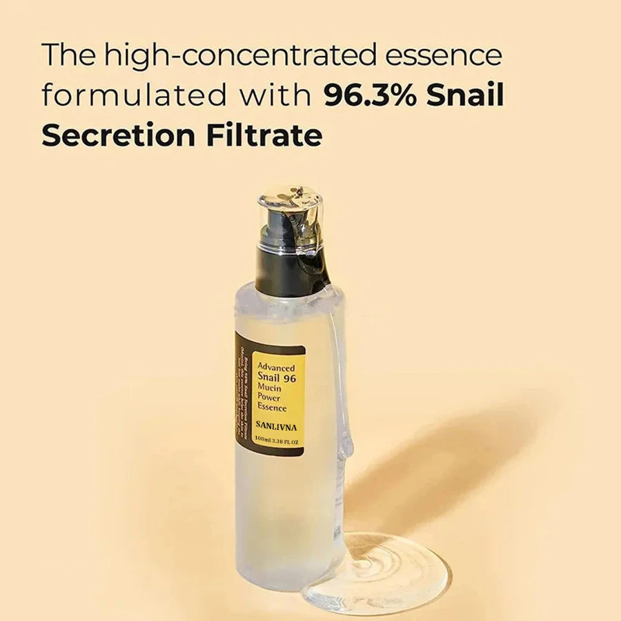 Snail Mucin 96% Korean Repair Essence – Hydrating Anti-Aging Face Serum for Fine Lines, Firming & Brightening (100ml)