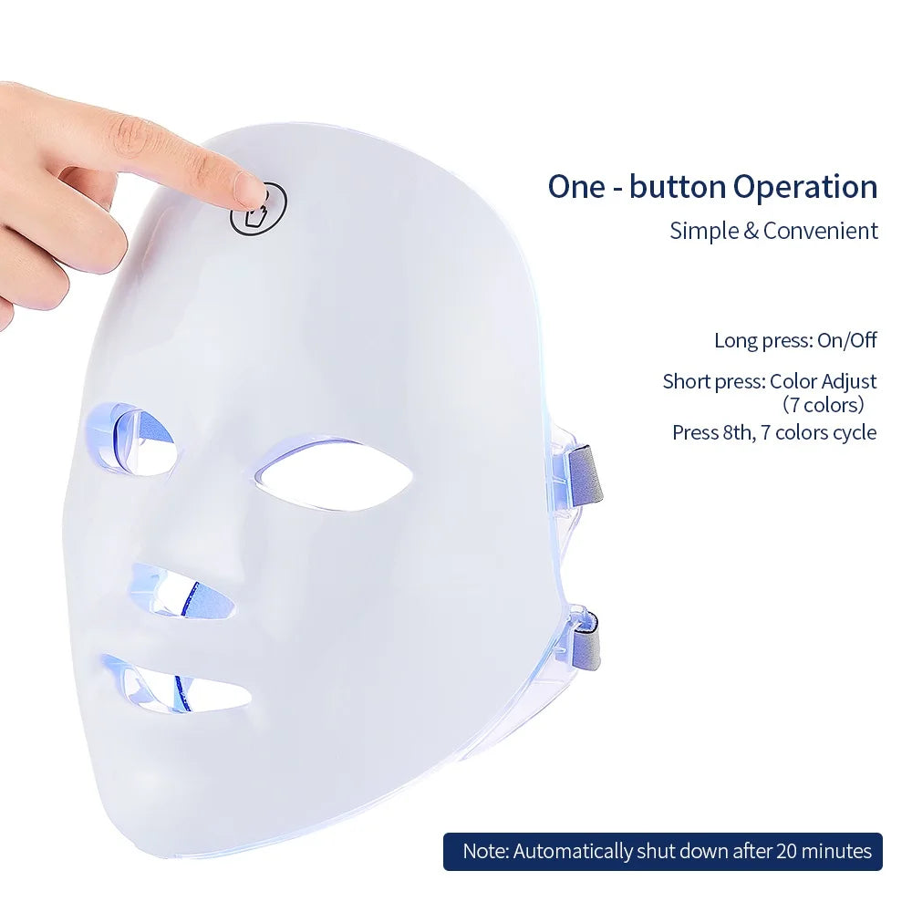 Close-up of touch controls on Foreverlily LED facial mask – wireless mode selection for 7-color light therapy