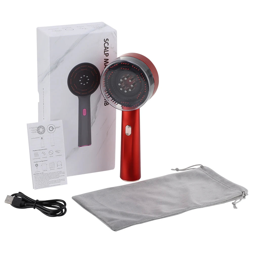 Red Hailicare electric scalp massage comb – rechargeable hair growth brush with red light therapy and built-in serum dispenser